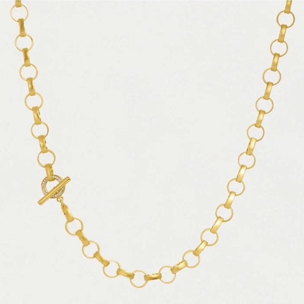 Dean Davidson PETIT PAVÉ STATEMENT CHAIN Necklace 22k Gold Plated Brushed Gold